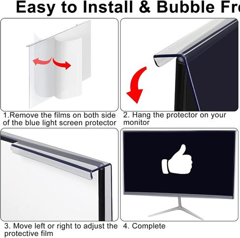 Hanging Blue Light Screen Protector for 23, 23.6, 23.8, 24 Inch Monitor | Filters Blue Light & 99% UV, 9H Acrylic, Bubble-Free, Fits 16:9 Widescreen, 21.5 × 12.6 inch in Kuwait
