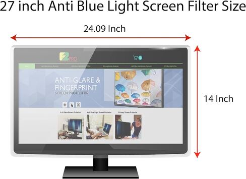Anti Blue Light Screen Filter for 27 Inches Widescreen Desktop Monitor (Does NOT fit 27" iMac), Blocks Excessive Harmful Blue Light, Reduce Eye Fatigue and Eye Strain in Kuwait