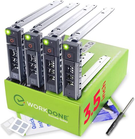 WORKDONE 3.5 inch Hard Drive Caddy - Compatible for Dell PowerEdge Servers - 14th Gen R440 R540 R640 R740 R740xd2 R6415 R7425 More - Bright LED Hot Swap SAS SATA Bracket Tray - with Setup Manual in Saudi Arabia