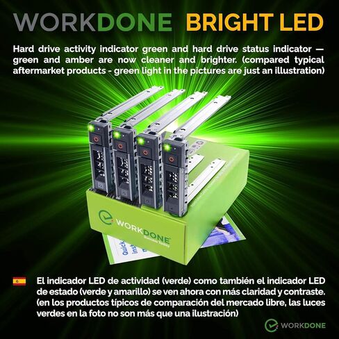 WORKDONE 3.5 inch Hard Drive Caddy - Compatible for Dell PowerEdge Servers - 14th Gen R440 R540 R640 R740 R740xd2 R6415 R7425 More - Bright LED Hot Swap SAS SATA Bracket Tray - with Setup Manual in Saudi Arabia