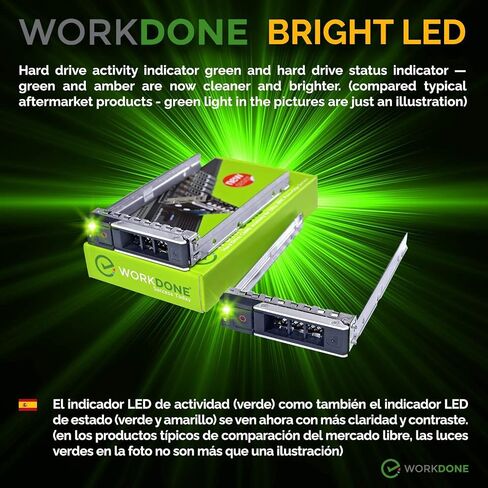 WORKDONE 3.5 inch Hard Drive Caddy - Compatible for Dell PowerEdge Servers - 14th Gen R440 R540 R640 R740 R740xd2 R6415 R7425 More - Bright LED Hot Swap SAS SATA Bracket Tray - with Setup Manual in Saudi Arabia