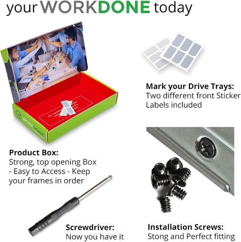 WORKDONE 3.5" Hard Drive Caddy Tray KG1CH with 2.5" HDD SSD Adapter 9W8C4 | Only for bigger 4.2" Wide Hot-Swap Bay, fits Dell PowerEdge 13-11th Gen, Adapter Sled, Labels, Screws, Manual, Screwdriver in Kuwait