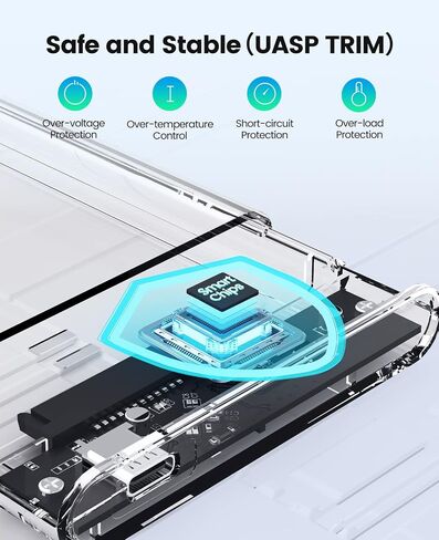 ORICO 2.5'' External Hard Drive Enclosure USB 3.0 to SATA III Tool-Free Clear Hard Disk Case for 2.5 inch 7mm 9.5mm SATA HDD SSD Max 6TB Support UASP(2139U3) in Kuwait