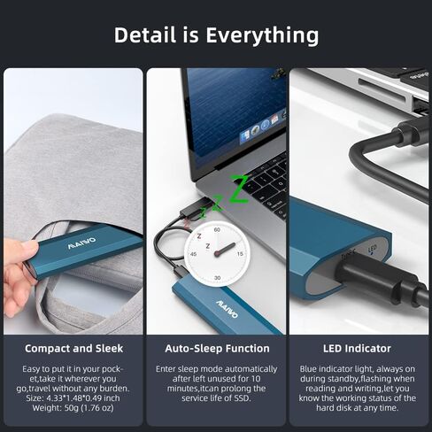 MAIWO M.2 NVMe Enclosure, M.2 NVMe PCIe SSD to USB Adapter, USB 3.1 GEN2 10Gbps Support UASP Trim, 4TB Capacity, Tool Free External Hard Drive Reader Case in Kuwait