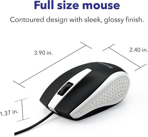 Verbatim Wired USB Computer Mouse - Corded USB Mouse for Laptops and PCs - Right or Left Hand Use, Blue 99743, 1.4" x 2.4" x 3.9" in Kuwait