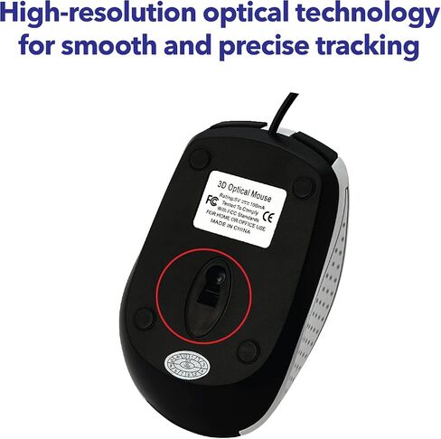Verbatim Wired USB Computer Mouse - Corded USB Mouse for Laptops and PCs - Right or Left Hand Use, Blue 99743, 1.4" x 2.4" x 3.9" in Kuwait