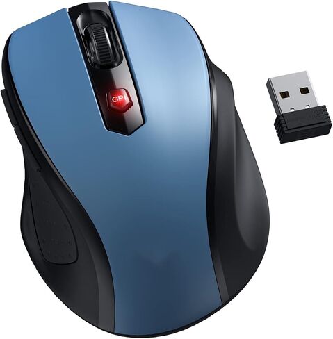 HOTWEEMS Wireless D-09 Computer Mouse USB Cordless Mice for Laptop, Ergo Grips, Lightspeed 5-Level 2400 DPI, 16 Months Battery, Portable for PC Mac Chromebook, 6 Button, Stormy Black in Kuwait