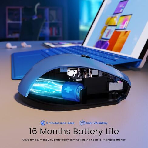 HOTWEEMS Wireless D-09 Computer Mouse USB Cordless Mice for Laptop, Ergo Grips, Lightspeed 5-Level 2400 DPI, 16 Months Battery, Portable for PC Mac Chromebook, 6 Button, Stormy Black in Kuwait