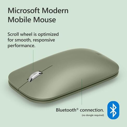 Microsoft Wireless Bluetooth Mouse (2022), Sculpted Design for Ultimate Comfort and Smooth Scrolling, up to 1 Year of Battery Life, 2.4G Range, Forest Color in Saudi Arabia