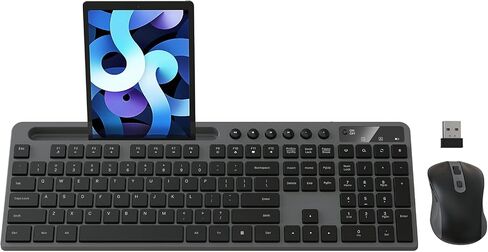Wireless Keyboard and Mouse Combo, MARVO 2.4G Ergonomic Wireless Computer Keyboard with Phone Tablet Holder, Silent Mouse with 6 Button, Compatible with MacBook, Windows (Black) in Kuwait