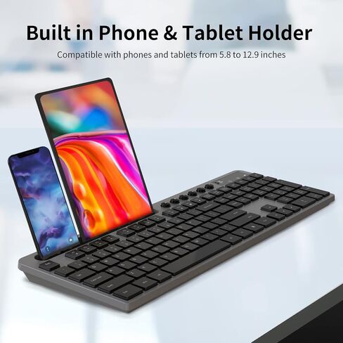 Wireless Keyboard and Mouse Combo, MARVO 2.4G Ergonomic Wireless Computer Keyboard with Phone Tablet Holder, Silent Mouse with 6 Button, Compatible with MacBook, Windows (Black) in Kuwait