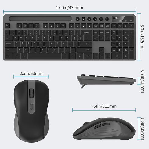 Wireless Keyboard and Mouse Combo, MARVO 2.4G Ergonomic Wireless Computer Keyboard with Phone Tablet Holder, Silent Mouse with 6 Button, Compatible with MacBook, Windows (Black) in Kuwait