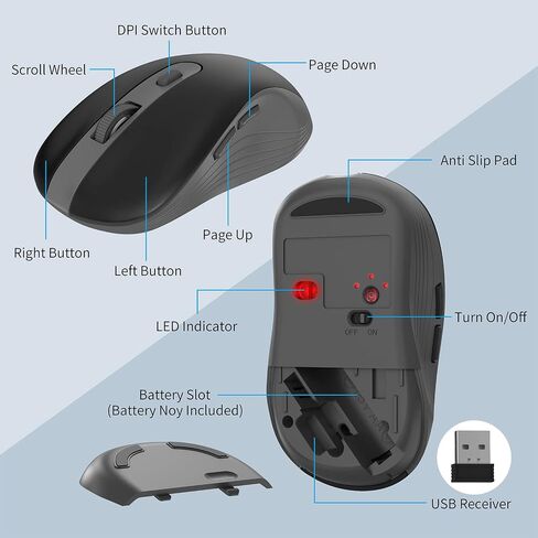 Wireless Keyboard and Mouse Combo, MARVO 2.4G Ergonomic Wireless Computer Keyboard with Phone Tablet Holder, Silent Mouse with 6 Button, Compatible with MacBook, Windows (Black) in Kuwait