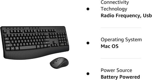 Wireless Keyboard and Mouse Combo, E-YOOSO 2.4GHz Full-Sized Ergonomic Wireless Keyboard with Wrist Rest, 3 DPI Adjustable and 6 Buttons Cordless USB Mouse for Computer, Laptop, PC, Windows, Mac in Kuwait