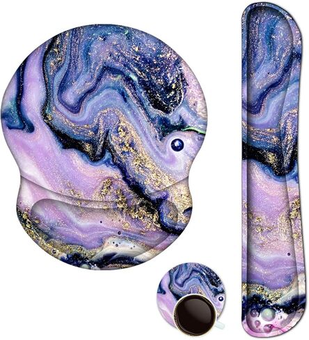 ArtSo Mouse Pad Keyboard Wrist Rest Support Ergonomic, Upgraded Cushion Mousepad Gel Memory Foam Non-Slip Rubber Base Pain Relief & Easy Typing for Home,Office, Oil Painting Flowers in Kuwait
