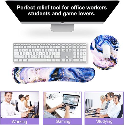 ArtSo Mouse Pad Keyboard Wrist Rest Support Ergonomic, Upgraded Cushion Mousepad Gel Memory Foam Non-Slip Rubber Base Pain Relief & Easy Typing for Home,Office, Oil Painting Flowers in Kuwait