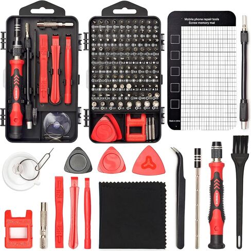 STREBITO Precision Magnetic Screwdriver Set 124-Piece Electronics Tool Kit | 101 Precision Bits, Electronics Screwdriver Set for Computer, Laptop, Cell Phone, PC, MacBook, iPhone, PS4, PS5, Xbox Repair in Kuwait