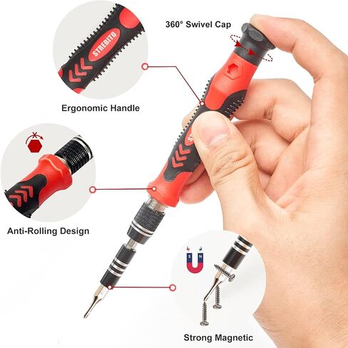 STREBITO Precision Magnetic Screwdriver Set 124-Piece Electronics Tool Kit | 101 Precision Bits, Electronics Screwdriver Set for Computer, Laptop, Cell Phone, PC, MacBook, iPhone, PS4, PS5, Xbox Repair in Kuwait