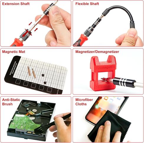 STREBITO Precision Magnetic Screwdriver Set 124-Piece Electronics Tool Kit | 101 Precision Bits, Electronics Screwdriver Set for Computer, Laptop, Cell Phone, PC, MacBook, iPhone, PS4, PS5, Xbox Repair in Kuwait