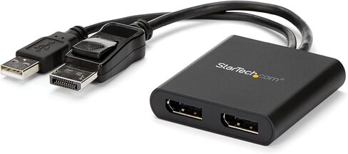 StarTech.com Dual-Monitor DisplayPort 1.4 Splitter، DisplayPort إلى 2x DP محول متعدد الشاشات، محور كمبيوتر MST مزدوج 5K 60 هرتز، كابل مدمج طويل جدًا، Windows فقط (MST14DP122DP) in Kuwait