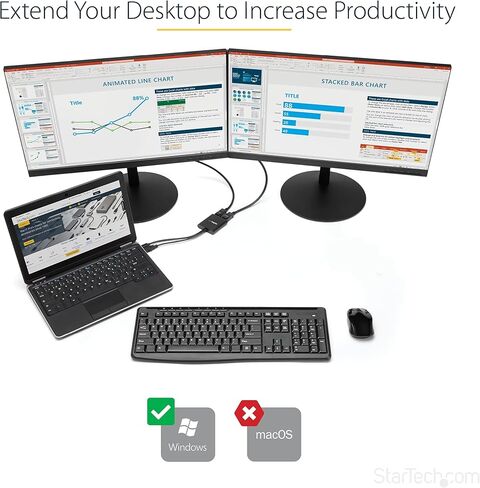 StarTech.com Dual-Monitor DisplayPort 1.4 Splitter، DisplayPort إلى 2x DP محول متعدد الشاشات، محور كمبيوتر MST مزدوج 5K 60 هرتز، كابل مدمج طويل جدًا، Windows فقط (MST14DP122DP) in Kuwait