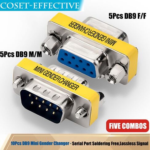 6-Pack 9Pin RS232 Serial Cable DB9 Male to Male/Female to Female Mini Gender Changer Adapter Coupler Connector in Kuwait