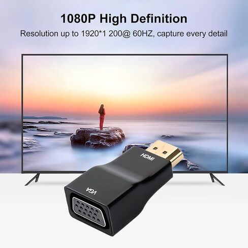 HDMI to VGA Adapter Converter, 1080P Male to Female Cord for Computer, Desktop, Laptop, PC, Monitor, Projector, HDTV, Chromebook, Raspberry Pi, Roku, Xbox and More in Saudi Arabia