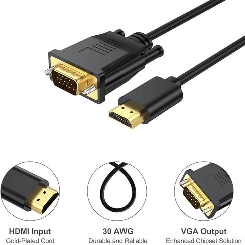 HDMI to VGA Adapter Converter, 1080P Male to Female Cord for Computer, Desktop, Laptop, PC, Monitor, Projector, HDTV, Chromebook, Raspberry Pi, Roku, Xbox and More in Saudi Arabia