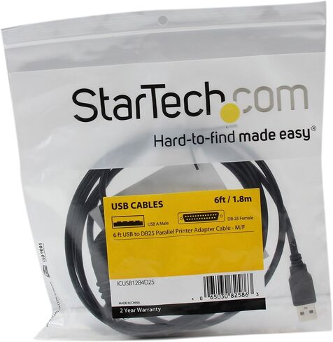 StarTech 6ft. (1.8m) USB to Parallel Port Adapter, IEEE-1284 (ICUSB1284) | Male/Male, USB to Centronics Cable in Kuwait