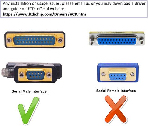 دي تيك كيبل محول منفذ تسلسلي USB الى RS232 DB9 او DB25 بطول 4 اقدام مع رقاقة FTDI يدعم ويندوز 10 8 7 وماك in Kuwait