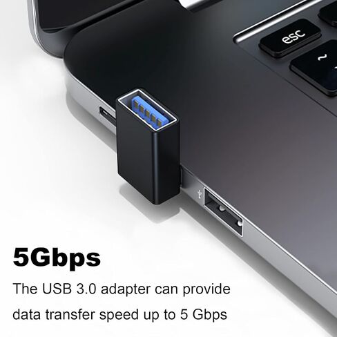 محول AreMe 90 درجة USB 3.0 2 حزمة، موسع محول USB A ذكر إلى أنثى بزاوية تصاعدية للكمبيوتر الشخصي والكمبيوتر المحمول وشاحن USB A وبنك الطاقة والمزيد (أسود) in Saudi Arabia