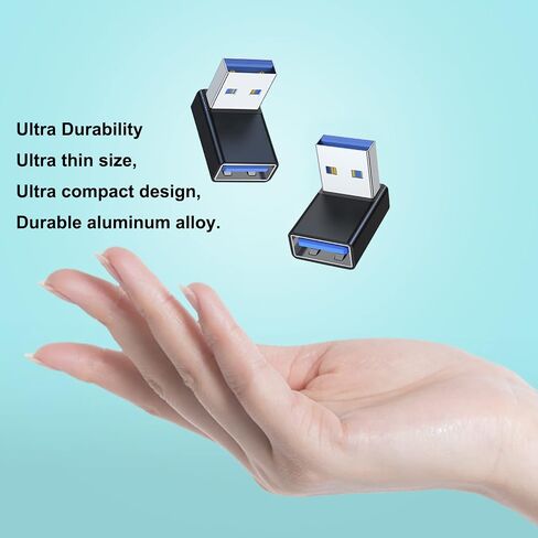 محول AreMe 90 درجة USB 3.0 2 حزمة، موسع محول USB A ذكر إلى أنثى بزاوية تصاعدية للكمبيوتر الشخصي والكمبيوتر المحمول وشاحن USB A وبنك الطاقة والمزيد (أسود) in Saudi Arabia