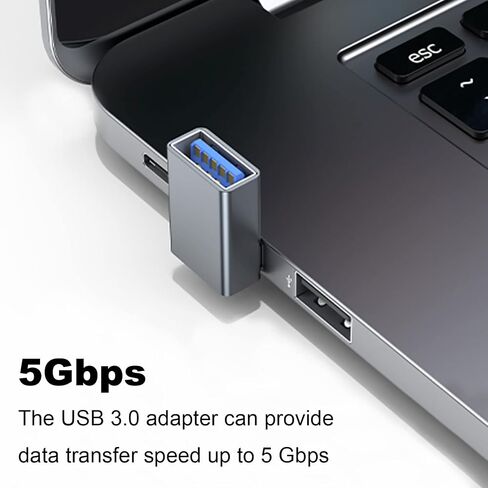 محول AreMe 90 درجة USB 3.0 2 حزمة، موسع محول USB A ذكر إلى أنثى بزاوية تصاعدية للكمبيوتر الشخصي والكمبيوتر المحمول وشاحن USB A وبنك الطاقة والمزيد (أسود) in Saudi Arabia