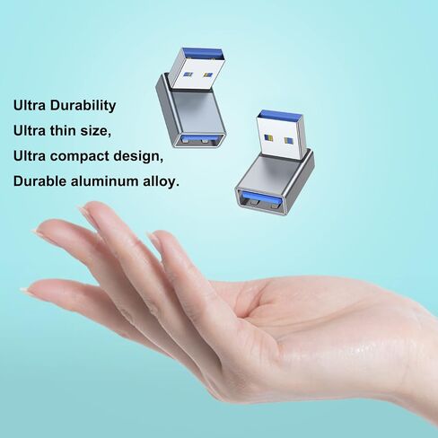 محول AreMe 90 درجة USB 3.0 2 حزمة، موسع محول USB A ذكر إلى أنثى بزاوية تصاعدية للكمبيوتر الشخصي والكمبيوتر المحمول وشاحن USB A وبنك الطاقة والمزيد (أسود) in Saudi Arabia