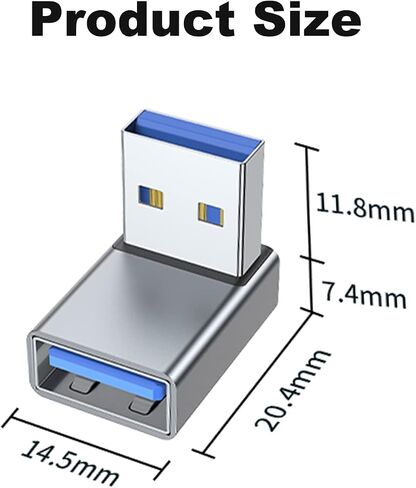محول AreMe 90 درجة USB 3.0 2 حزمة، موسع محول USB A ذكر إلى أنثى بزاوية تصاعدية للكمبيوتر الشخصي والكمبيوتر المحمول وشاحن USB A وبنك الطاقة والمزيد (أسود) in Saudi Arabia