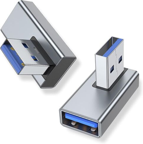 محول AreMe 90 درجة USB 3.0 2 حزمة، موسع محول USB A ذكر إلى أنثى بزاوية تصاعدية للكمبيوتر الشخصي والكمبيوتر المحمول وشاحن USB A وبنك الطاقة والمزيد (أسود) in Saudi Arabia
