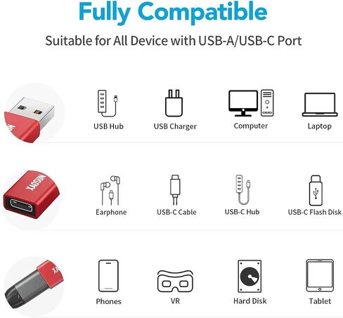 XAOSUN 10Gbps USB A to USB C Adapter, 3.2 USB to USB C Adapter Grey 2-Pack | Data Transfer USB C to USB Adapter, QC5.0 100W Fast Charging for iPhone 17/16/15/14 Plus Pro Max, Laptop, Charger, Quest Link in Kuwait