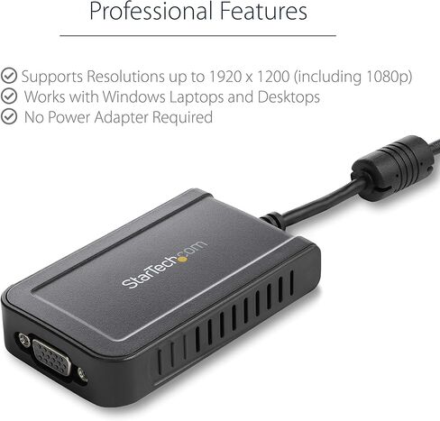 محول StarTech USB-A 2.0 إلى VGA، 1080 بكسل، TAA، يعمل بمنفذ USB (USB2VGAE3) ​​| محول شاشة USB إلى VGA، بطاقة فيديو خارجية، ما يصل إلى خمسة محولات لكل مصدر، ويندوز فقط in Kuwait