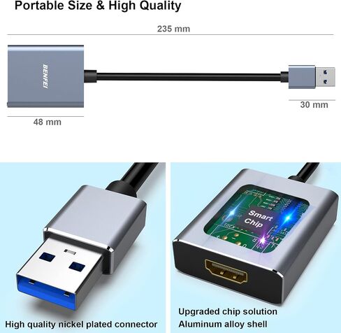 محول BENFEI USB 3.0 إلى VGA، محول USB 3.0 إلى VGA ذكر إلى أنثى in Saudi Arabia