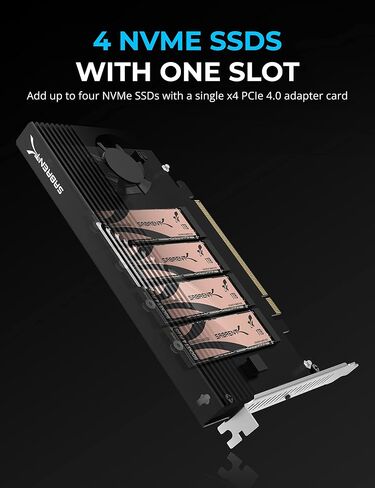 SABRENT 4-Drive NVMe SSD to PCIe 4.0 X 16 Bifurcation Adapter Card with Active Cooling [EC-P4BF] in Kuwait