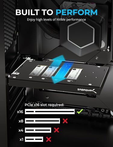 SABRENT 4-Drive NVMe SSD to PCIe 4.0 X 16 Bifurcation Adapter Card with Active Cooling [EC-P4BF] in Kuwait