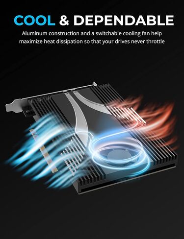 SABRENT 4-Drive NVMe SSD to PCIe 4.0 X 16 Bifurcation Adapter Card with Active Cooling [EC-P4BF] in Kuwait