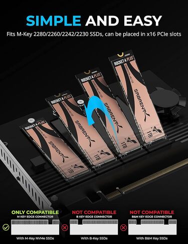 SABRENT 4-Drive NVMe SSD to PCIe 4.0 X 16 Bifurcation Adapter Card with Active Cooling [EC-P4BF] in Kuwait