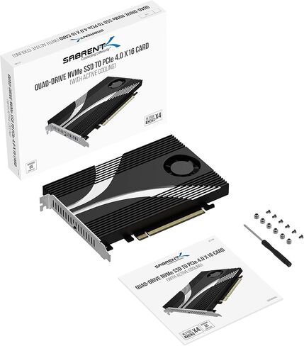 SABRENT 4-Drive NVMe SSD to PCIe 4.0 X 16 Bifurcation Adapter Card with Active Cooling [EC-P4BF] in Kuwait
