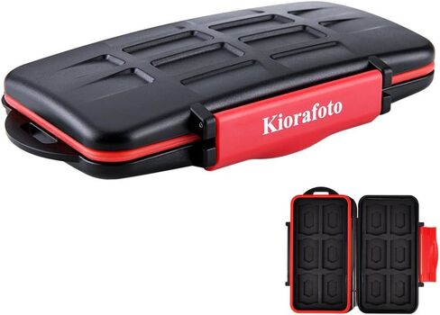 Kiorafoto 12 Slots SD SDHC SDXC Card Holder Case Professional Water-Resistant Anti-Shock Memory Card Storage Protector Wallet with Carabiner in Saudi Arabia