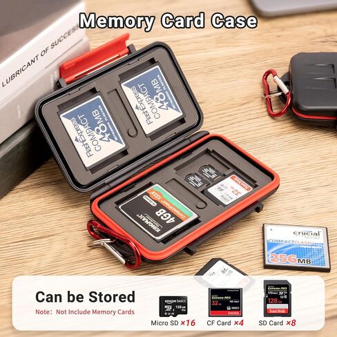 Kiorafoto 12 Slots SD SDHC SDXC Card Holder Case Professional Water-Resistant Anti-Shock Memory Card Storage Protector Wallet with Carabiner in Saudi Arabia