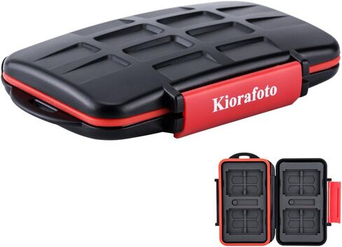 Kiorafoto 12 Slots SD SDHC SDXC Card Holder Case Professional Water-Resistant Anti-Shock Memory Card Storage Protector Wallet with Carabiner in Saudi Arabia