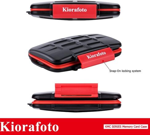 Kiorafoto 12 Slots SD SDHC SDXC Card Holder Case Professional Water-Resistant Anti-Shock Memory Card Storage Protector Wallet with Carabiner in Saudi Arabia