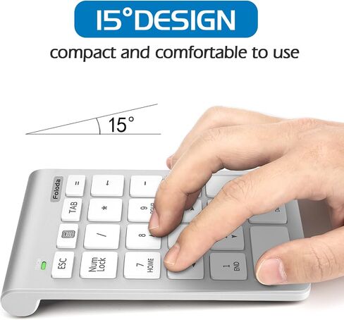 Foloda Wireless Number Pads, Numeric Keypad Numpad 22 Keys Portable 2.4 GHz Financial Accounting Number Keyboard Extensions 10 Key for Laptop, PC, Desktop, Surface Pro, Notebook in Kuwait