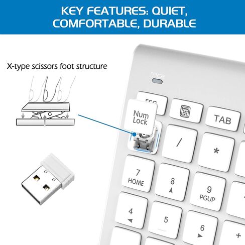 Foloda Wireless Number Pads, Numeric Keypad Numpad 22 Keys Portable 2.4 GHz Financial Accounting Number Keyboard Extensions 10 Key for Laptop, PC, Desktop, Surface Pro, Notebook in Kuwait